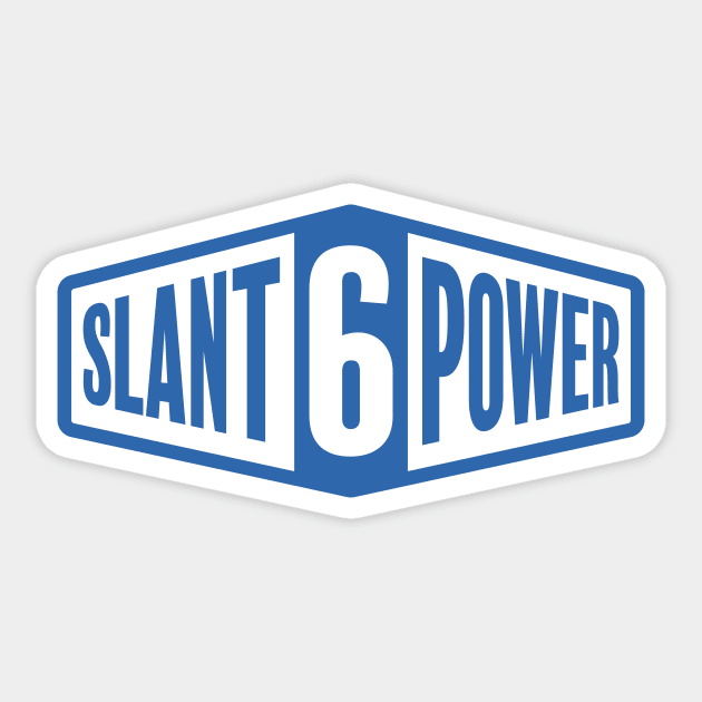 Slant 6 Power - Blue + White Sticker by jepegdesign